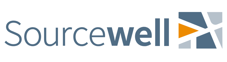 Sourcewell logo with text and geometric design