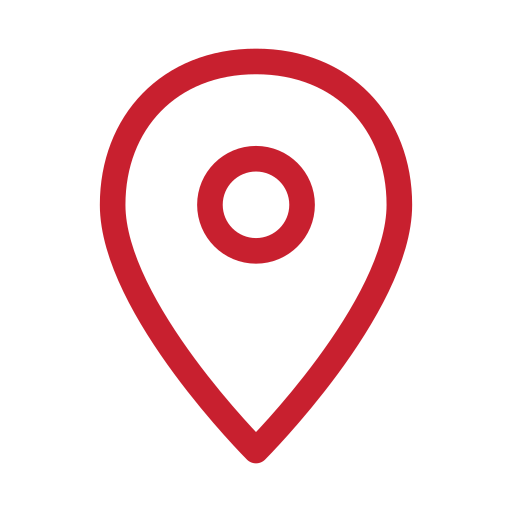 Red location marker icon on black background.