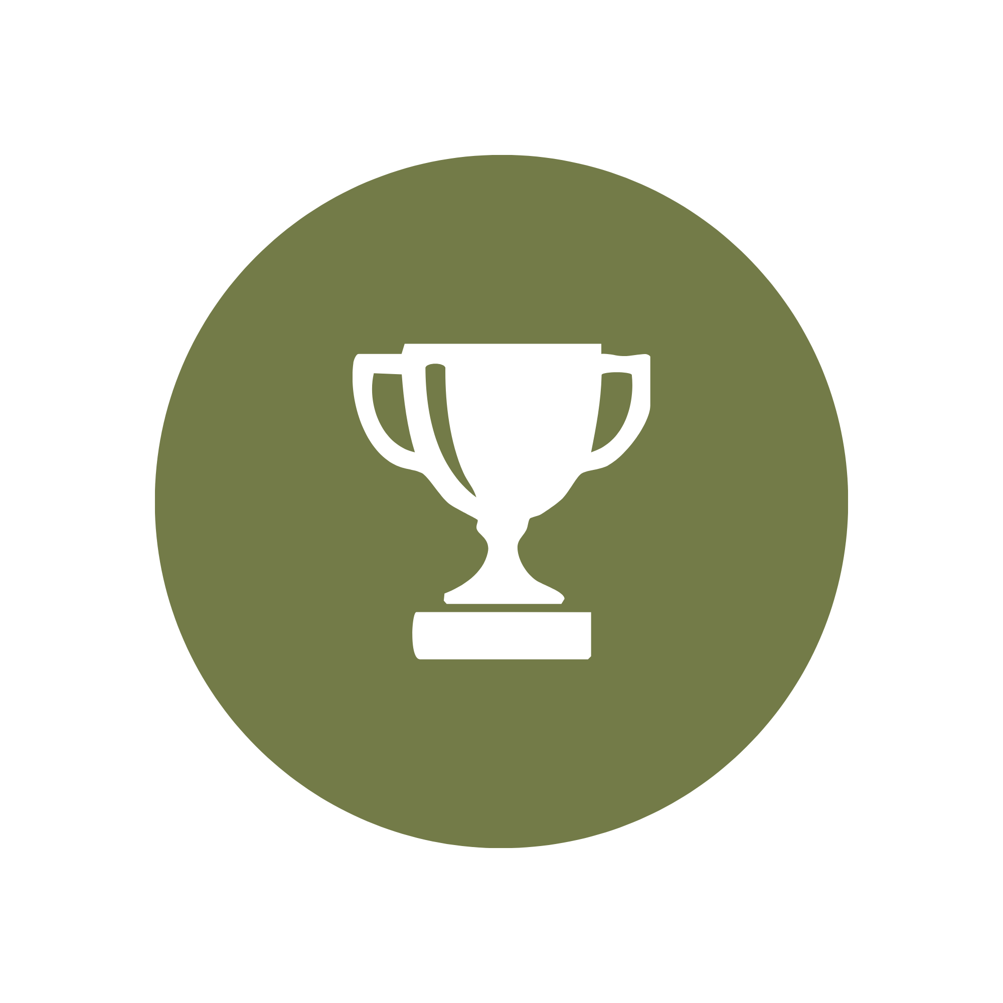 A trophy icon centered within a green circle on a black background.