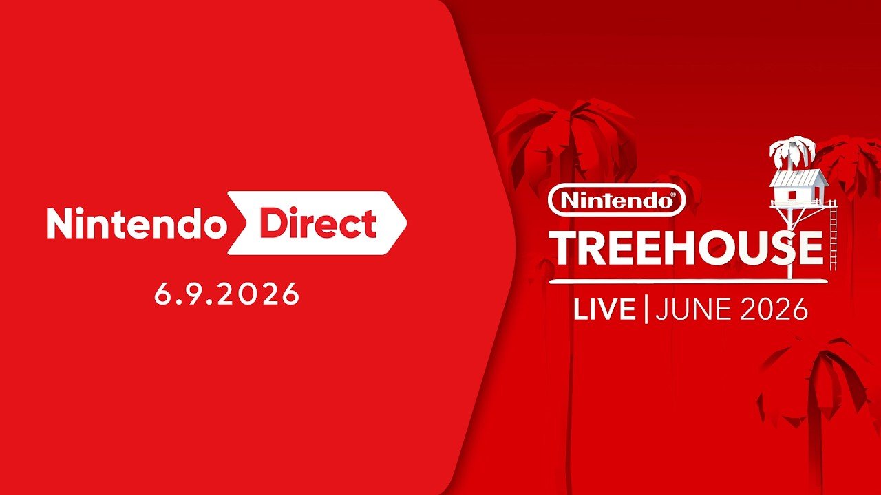 A promotional poster for Nintendo's Treehouse Live event, showing the date June 9, 2026, and indicating a live stream.
