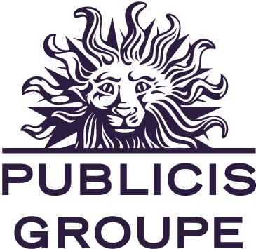 A logo with a stylized face of a woman with flowing hair, above the words 'Publicis Groupe' in purple text.