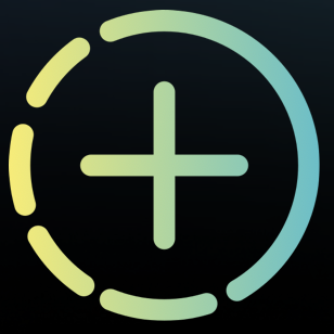 A stylized clock icon with a plus sign in the center and partially broken circular border on a dark background.