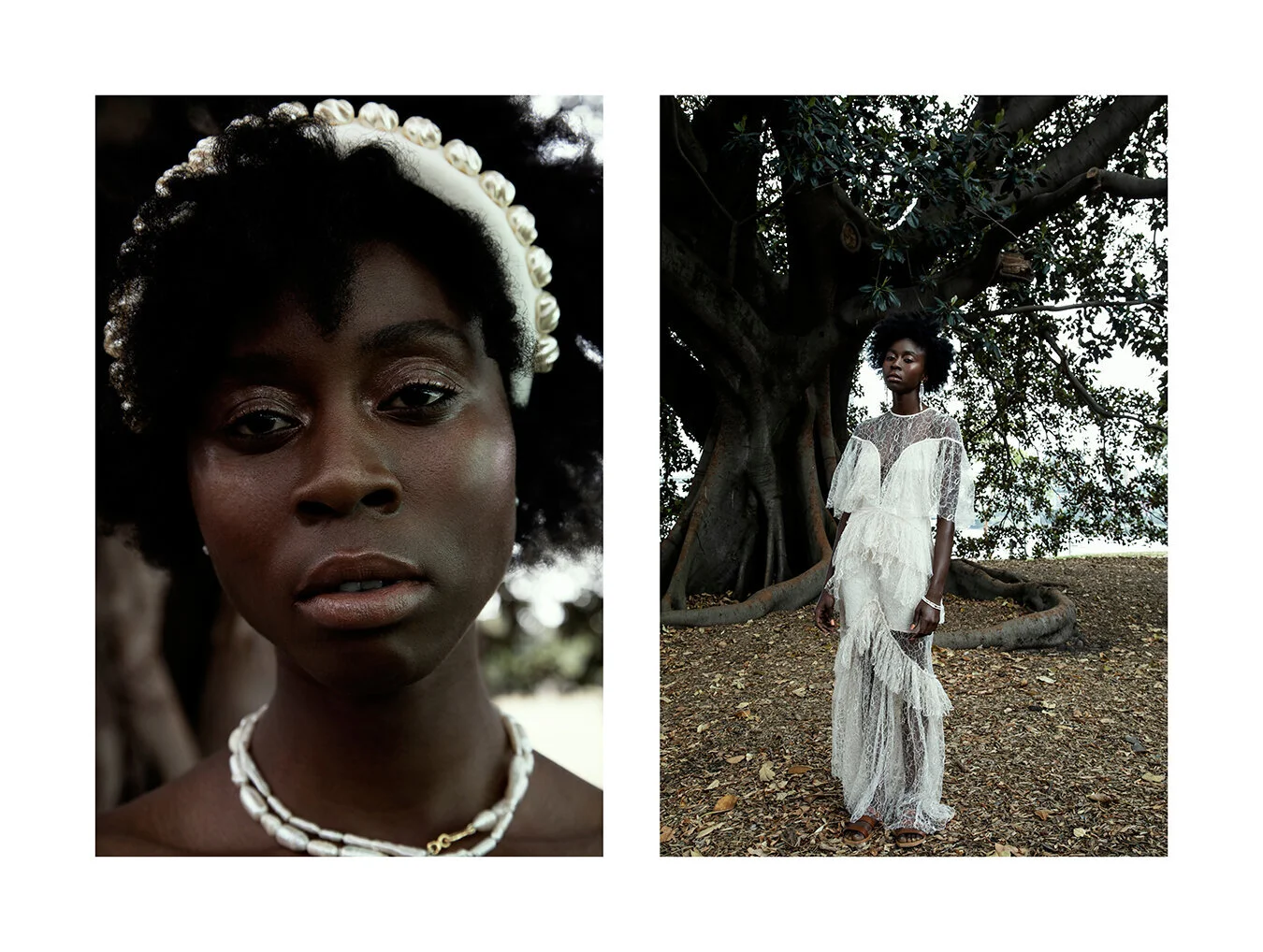 Left: Avenue headband @Somedays, Necklaces Holly Ryan // Right: Alice McCall dress, Shoes St Agni, Jewellery Holly Ryan