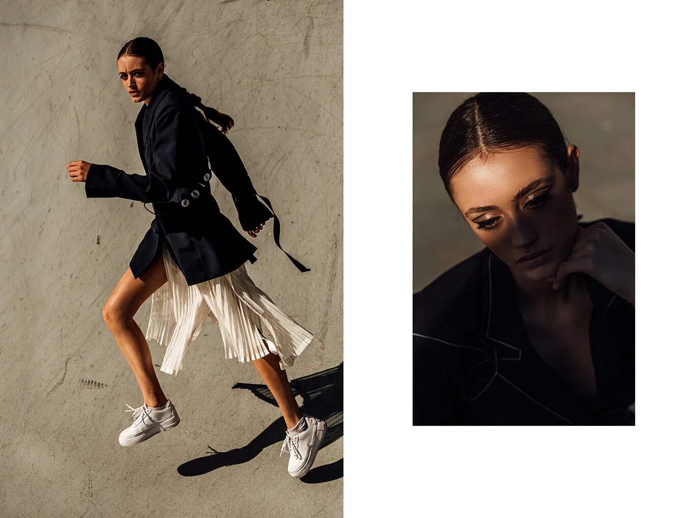 Left: Blazer Ellery, Skirt Asilio, Shoes Nike // Right: Jacket &amp; corset top Chief Studio, Skirt Incu Collection