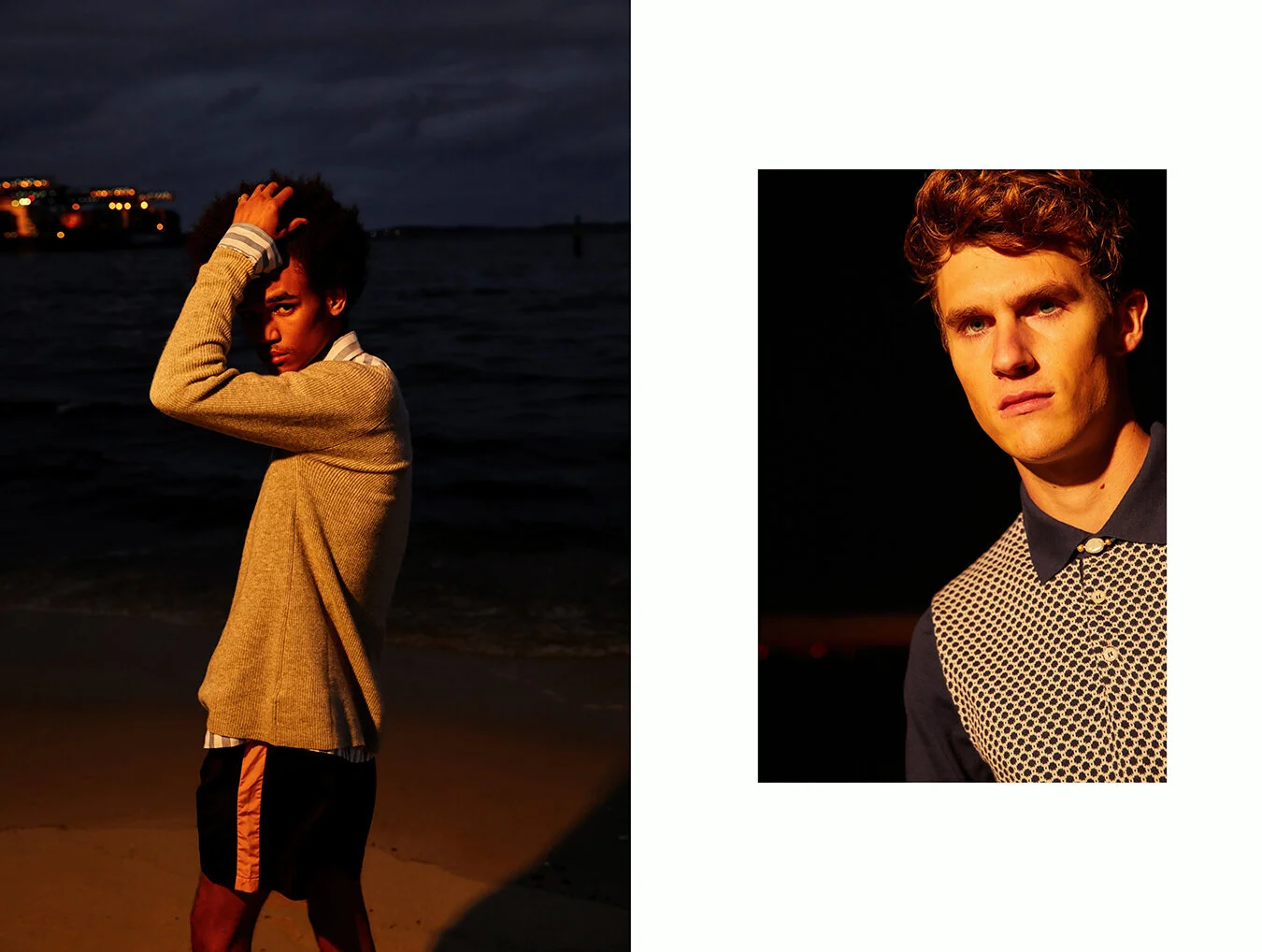 Left: Otis: Shirt Ben Sherman, Jumper Theron, Shorts Double Rainbow, Necklace Amp Monaco, Shoes Prada // Right: Luka: eans G-Star Raw, Shirt Nautica, Necklace Reliquia