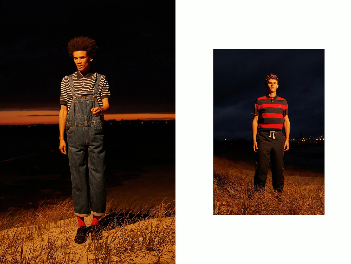 Otis (left): Overalls Levi Strauss, Shirt Nautica, Necklace Amp Monaco // Luka (right): Shirt Nautica, Trousers Incu Collection