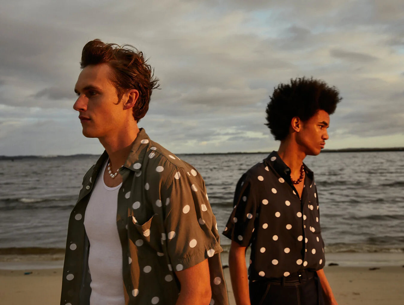 Luka (left): Shirt Neuw Denim, Singlet Bonds, Necklace Reliquia // Otis (right): Shirt New Denim, Pants Anna Quan, Necklace Reliquia
