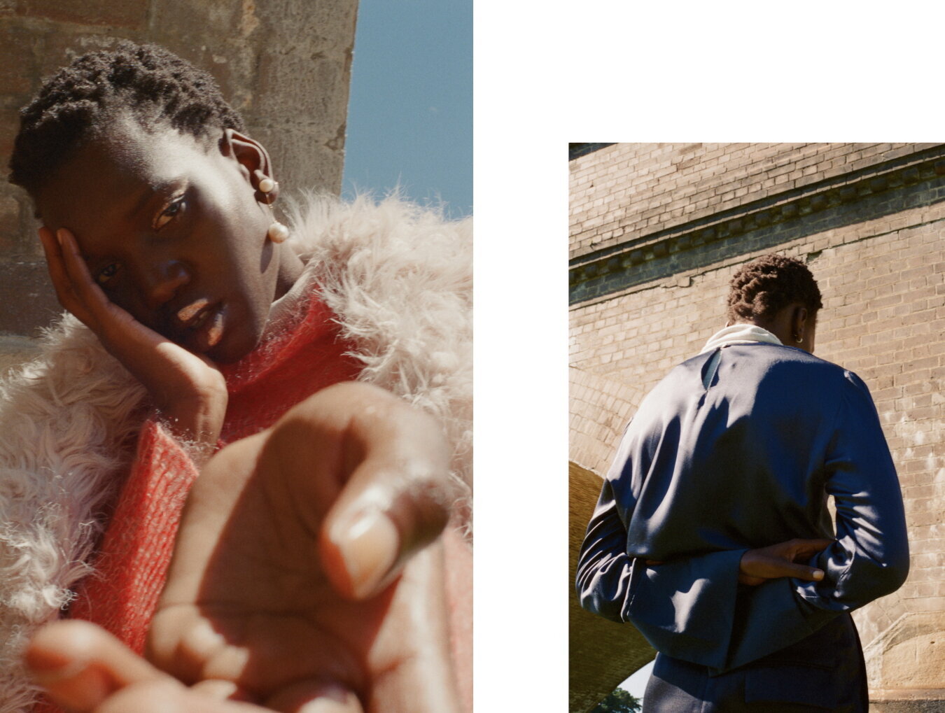 Left: Jacket Unreal Fur, Skirt T by Alexander Wang // Right: Silk top Matin, Silk pants COS