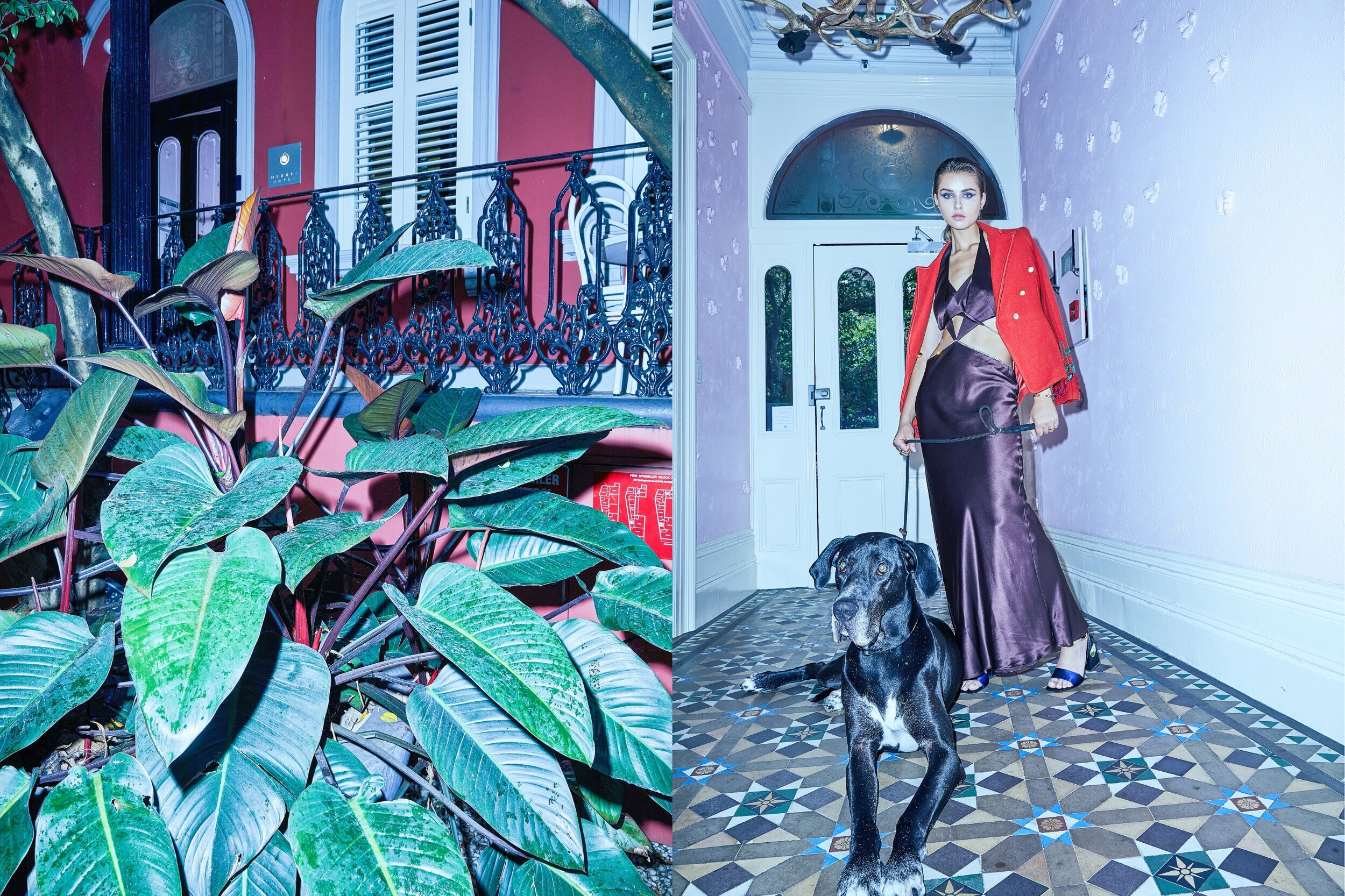 Dress Michael Lo Sordo, Jacket Kaliver, Shoes Kat Maconie via The Nowhere Nation, Jewellery ŞENER BESIM and Jean Riley