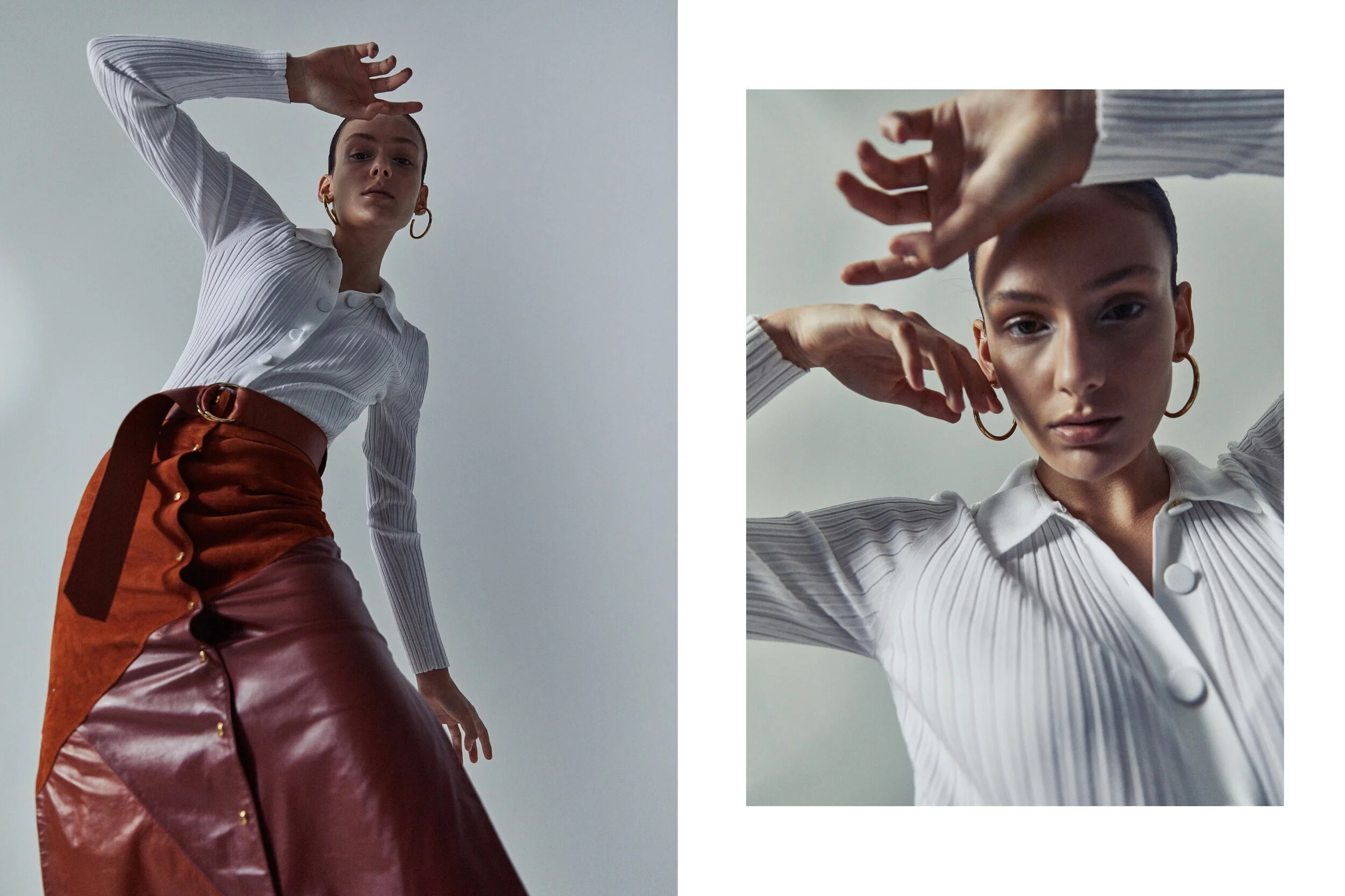Oroton top, Bally skirt, Earrings Holly Ryan
