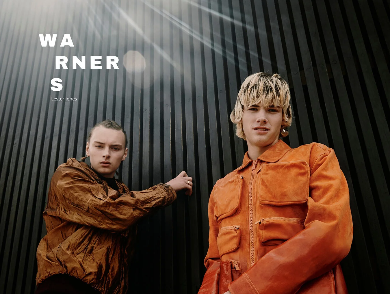 Finn (left): Pants and jacket Emporio Armani , Jumper and shoes COS // Jude (right): Pants and jacket Bally, Vest and shoes COS