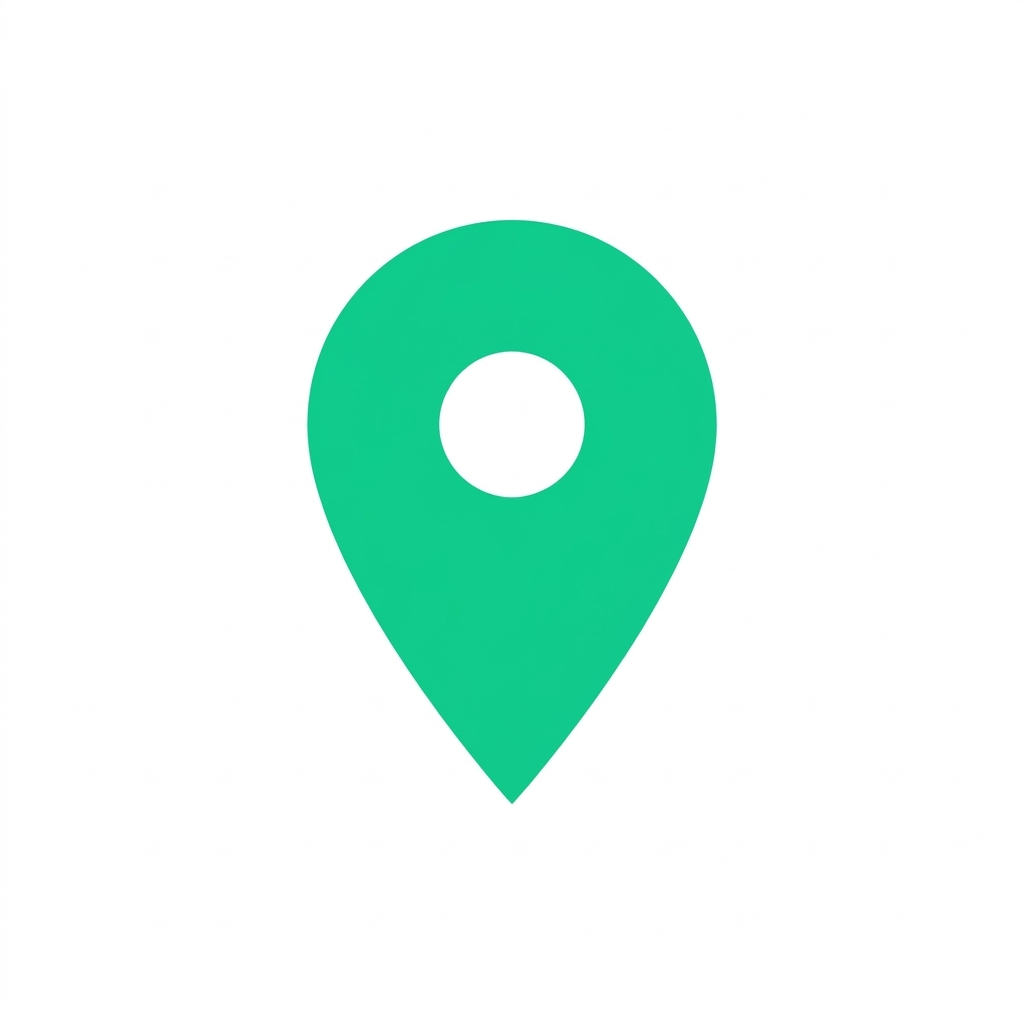 Green location pin icon on a white background.