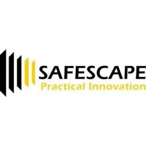 Safescape logo with black and yellow stripes and the text 'Safescape Practical Innovation'.