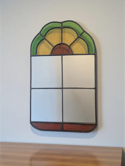 Vintage Fan Mirror in Retro Rainbow