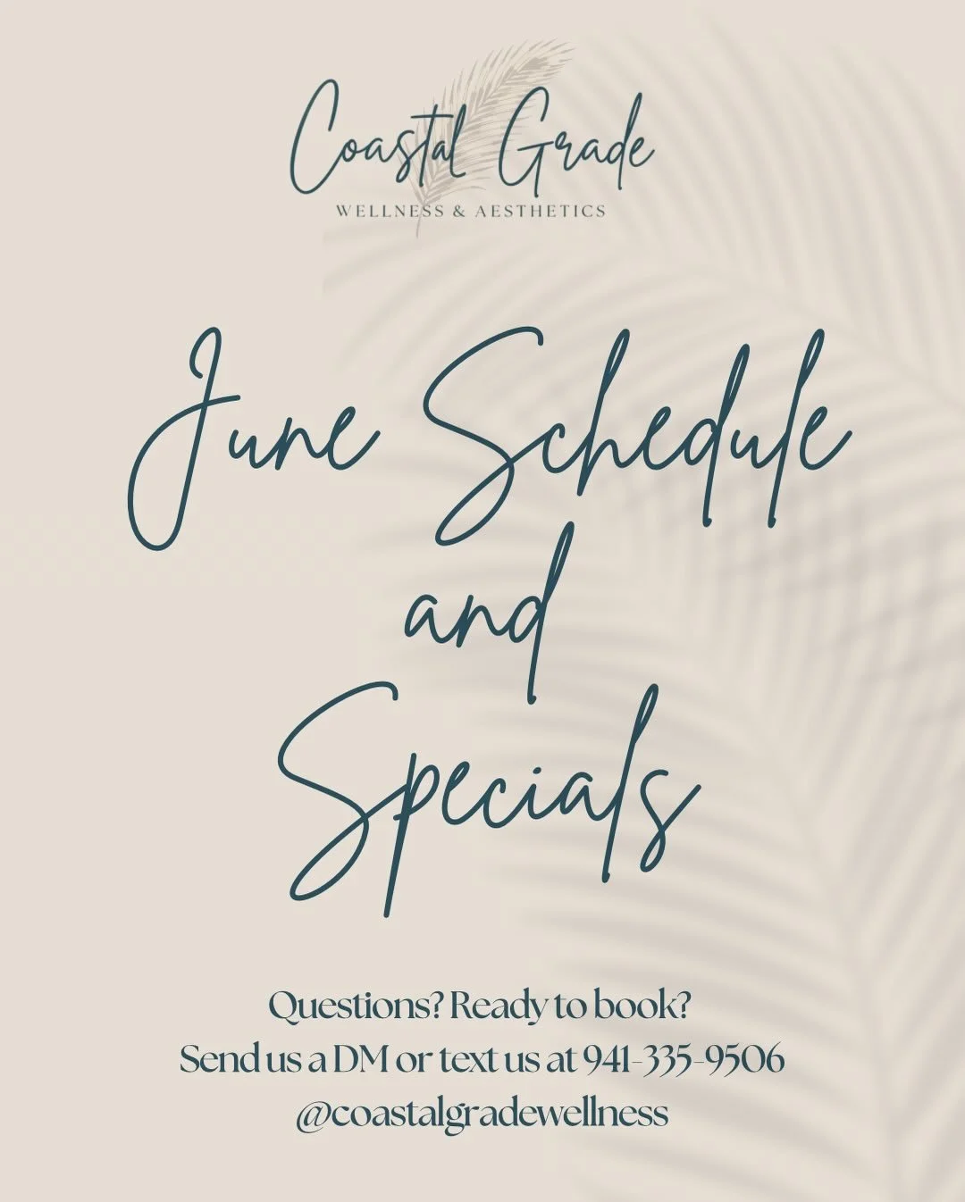 ✨ June schedule and specials at Coastal Grade Wellness and Aesthetics ✨

New month = New specials and new services! 

Here&rsquo;s some specials happening this month:
💉Tox Tuesday 20% off every Tuesday on your tox treatment!
✨Skinpen Microneedling- 