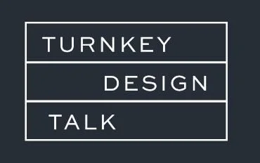 Text on a dark background with white borders reading 'TURNKEY DESIGN TALK' in three lines.