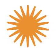 An abstract orange sunburst graphic with a solid black background.