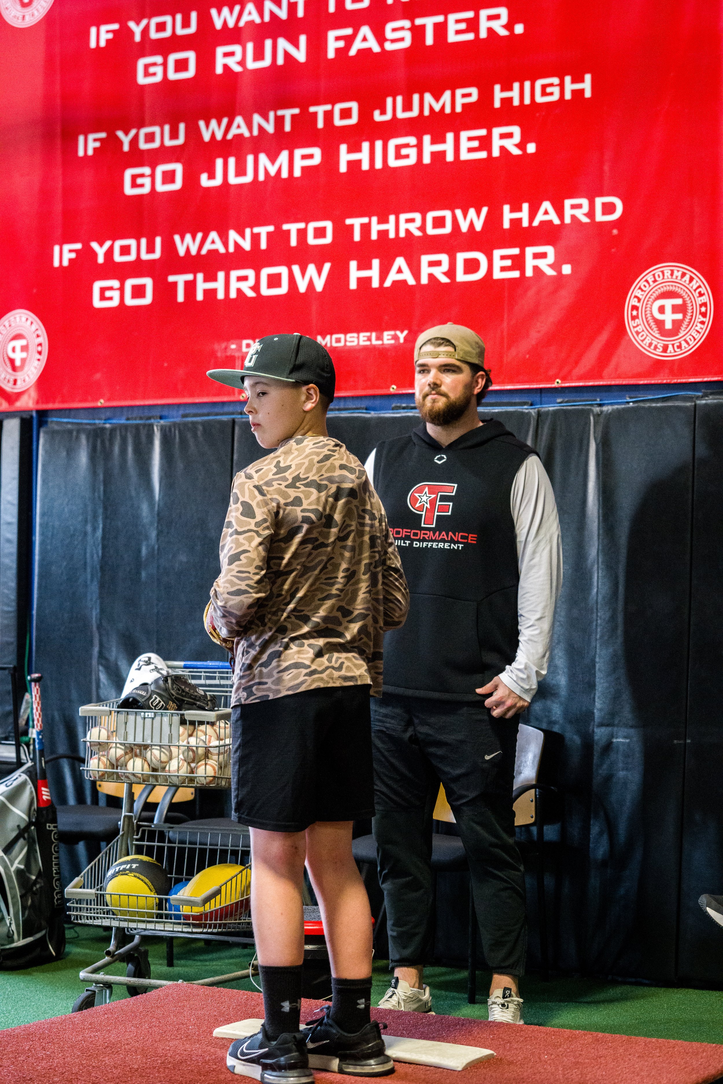 Proformance Sports Academy baseball pitching lesson in progress