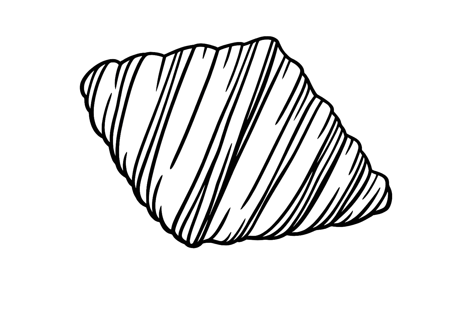 Outline drawing of a croissant with detailed shading lines.