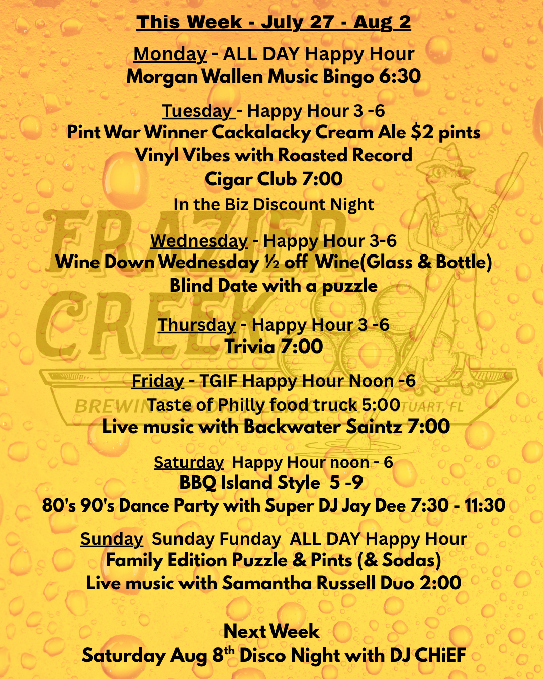 This Week Monday - Happy Hour 3 -6 Music BIngo 630 Taste of Philly Food Truck 500 Tuesday - Happy Hour 3 -6 Wednesday - Wine Down Wednesday Thursday - Trivia 700 Saturday (49).png