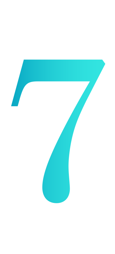 青色のデザインの数字7