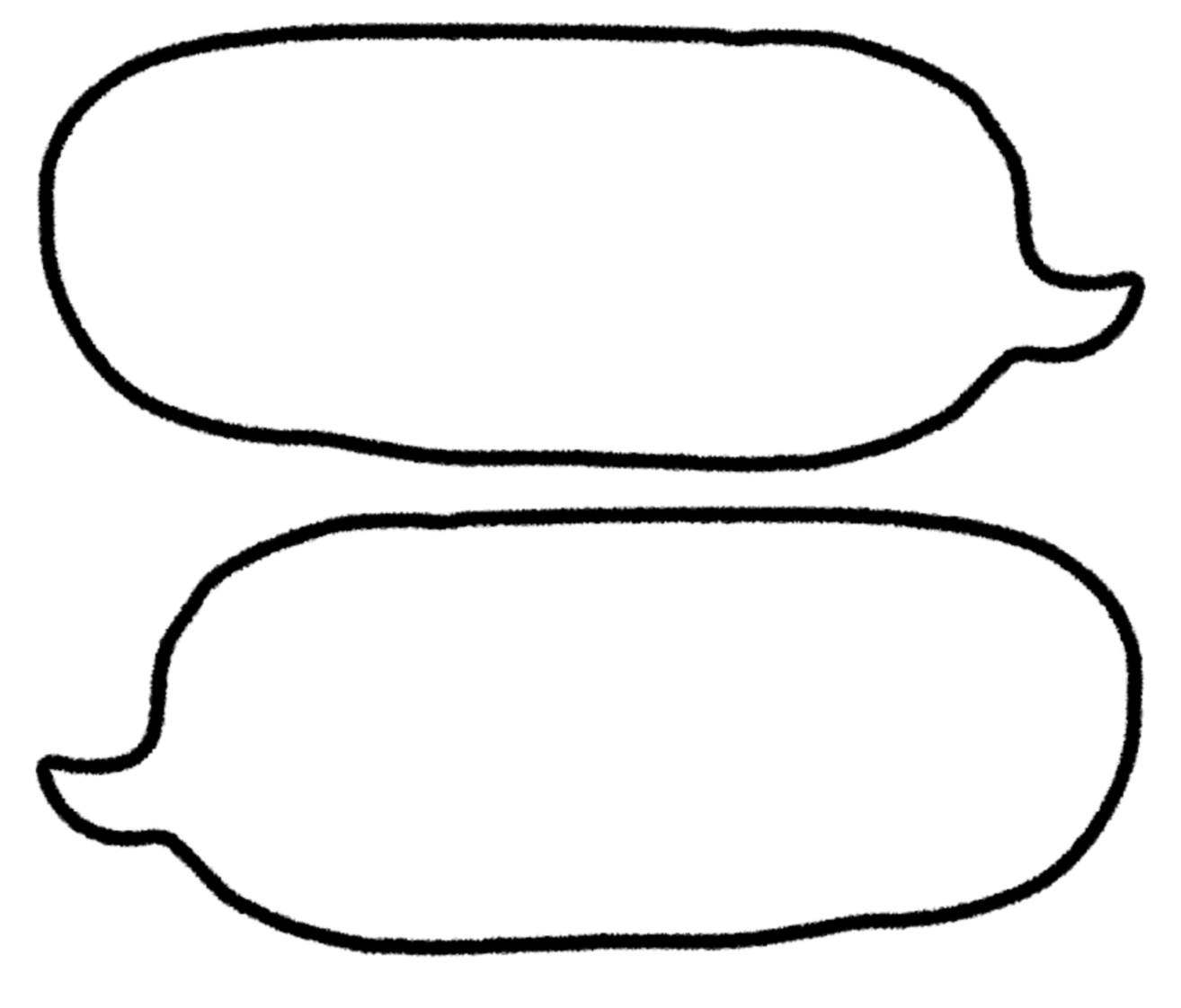 Two white speech bubbles with a black background, one above the other.