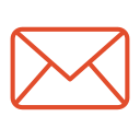 Red outline icon of an envelope