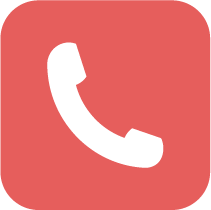 Red square phone icon with a telephone receiver symbol.