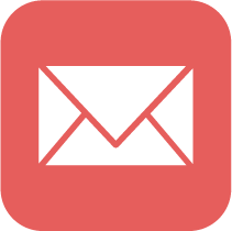 Email icon with an envelope on a red background