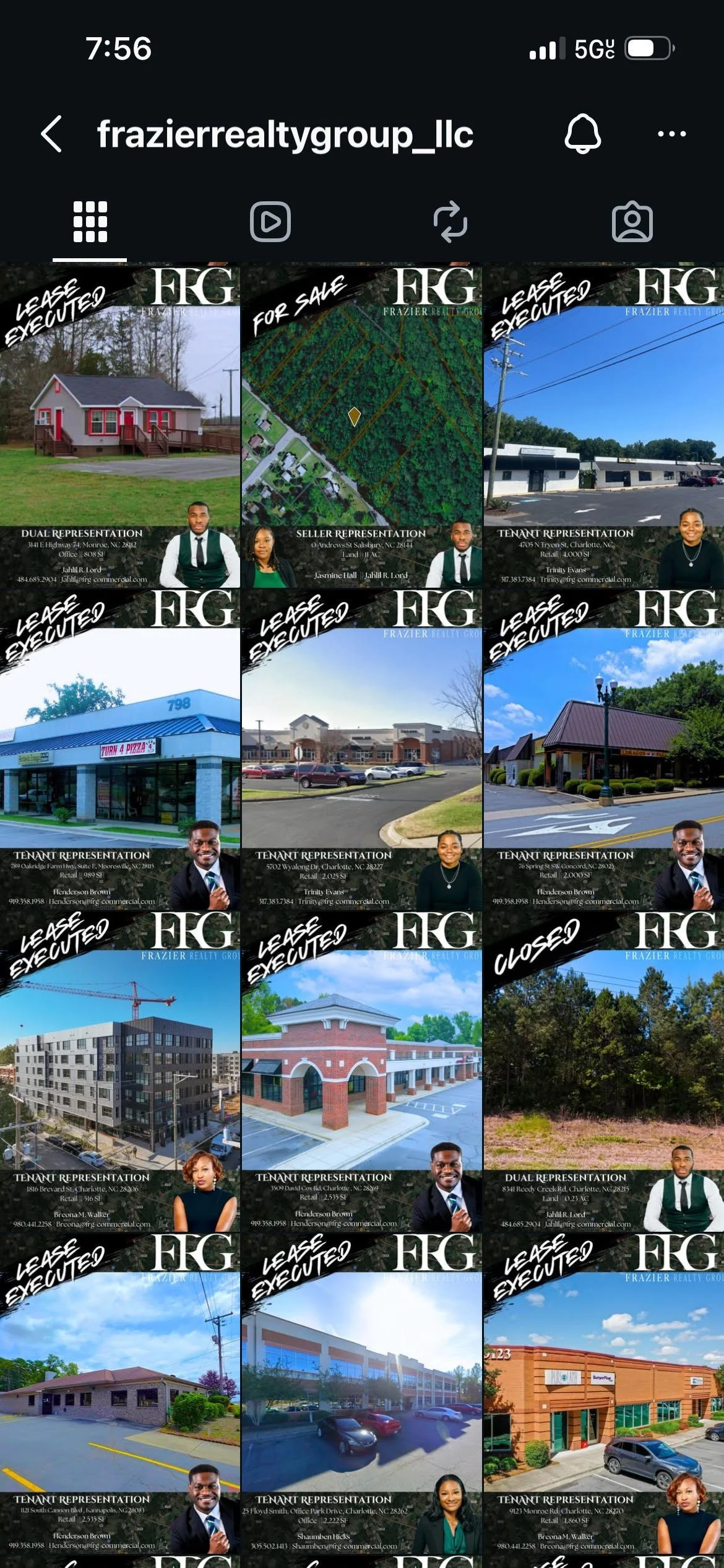 MY PORTFOLIO CLIENT, FRAZIER REALTY GROUP, WHOSE SOCIAL MEDIA PAGE WE USED TO MANAGED