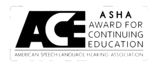 Logo of the ACE Award for Continuing Education by the American Speech-Language-Hearing Association.