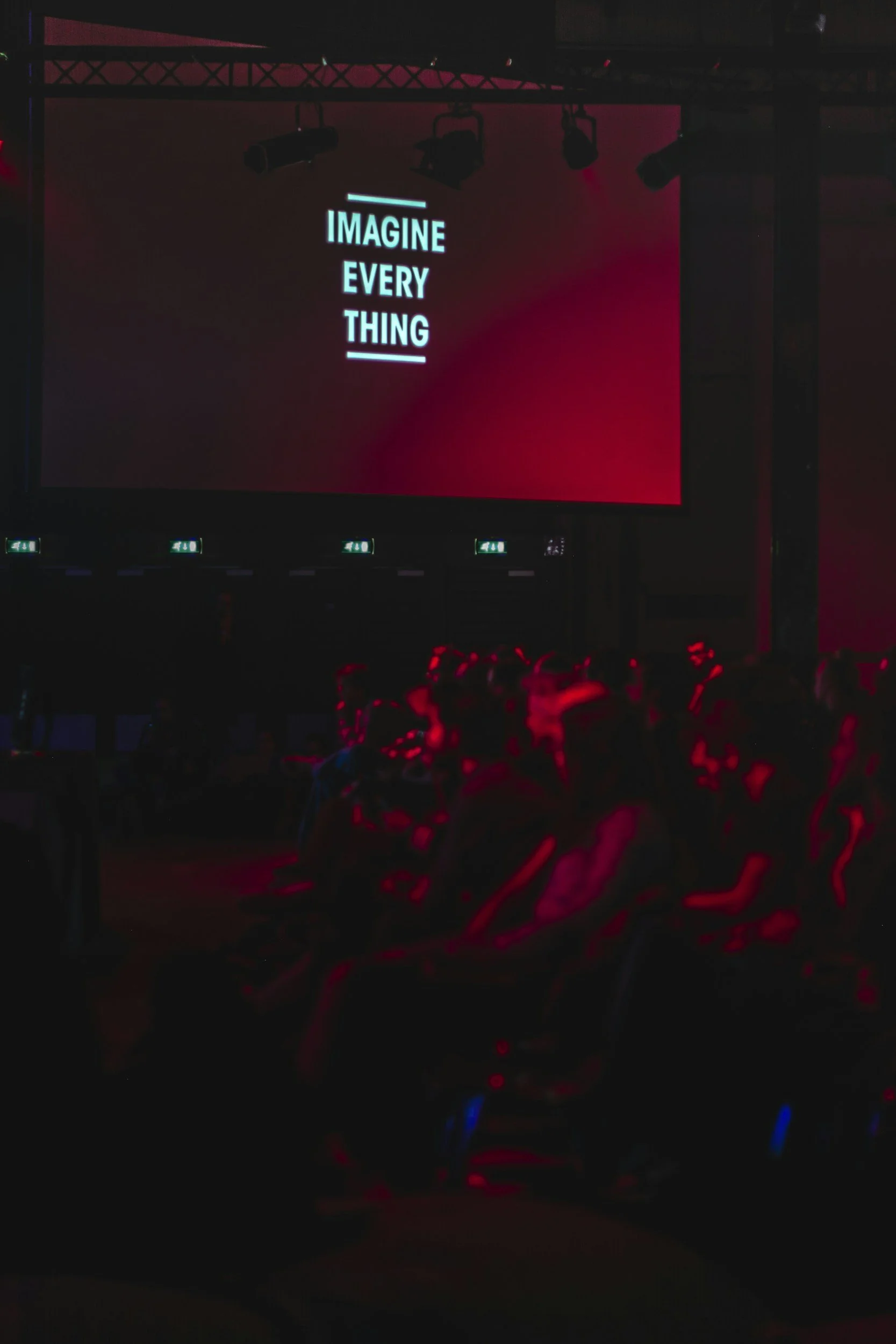 dark room with project screen