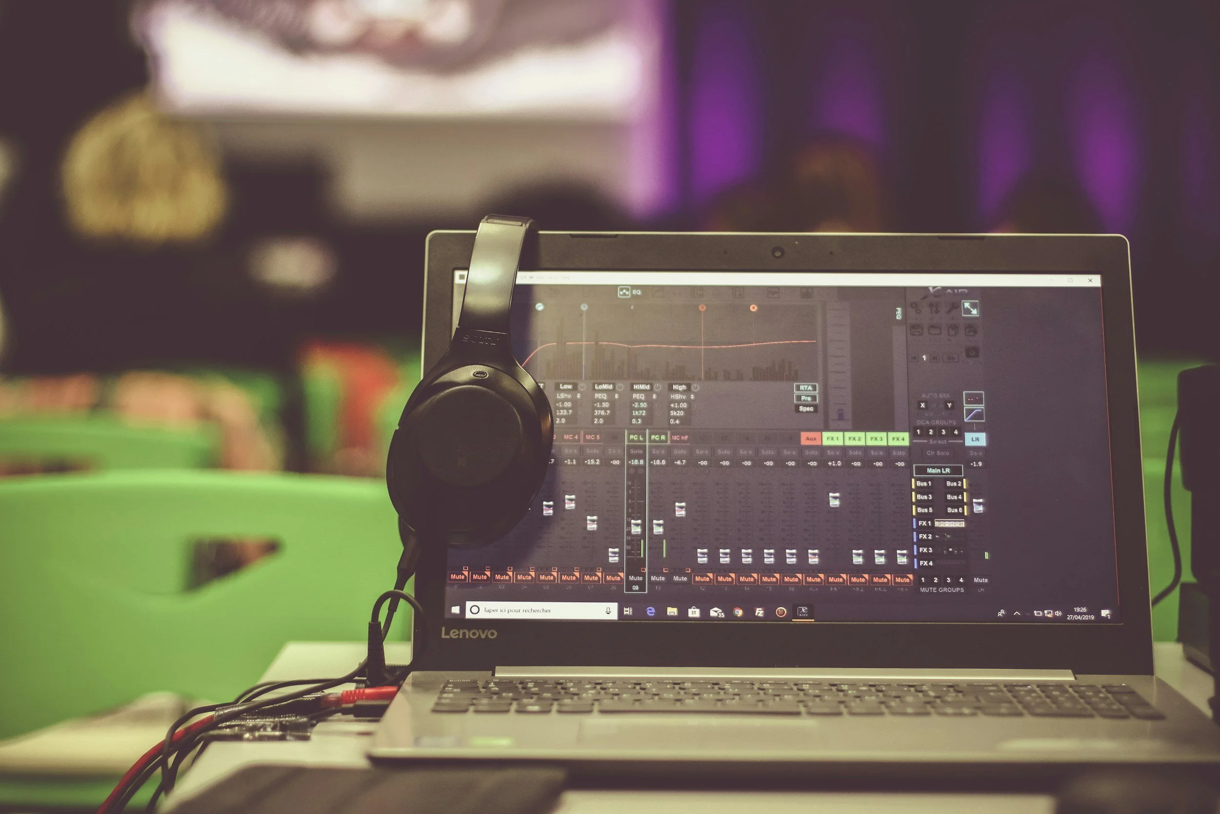 laptop with headphones