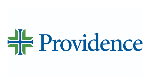 Providence logo with green and blue cross symbol.