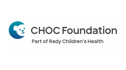 Logo of CHOC Foundation, part of Rady Children's Health, featuring a bear face in a moon shape.
