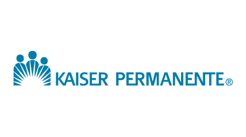 Kaiser Permanente logo with blue text and icon of five people connected by lines.