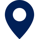 A dark blue map marker icon on a white background.