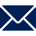Icon of an open envelope in dark blue on a white background
