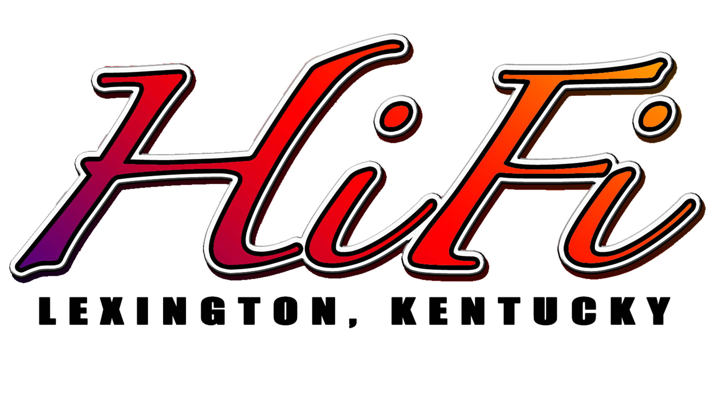 HiFi DJ original logo - Lexington, Kentucky text below.
Retro neon sign text HiFi.