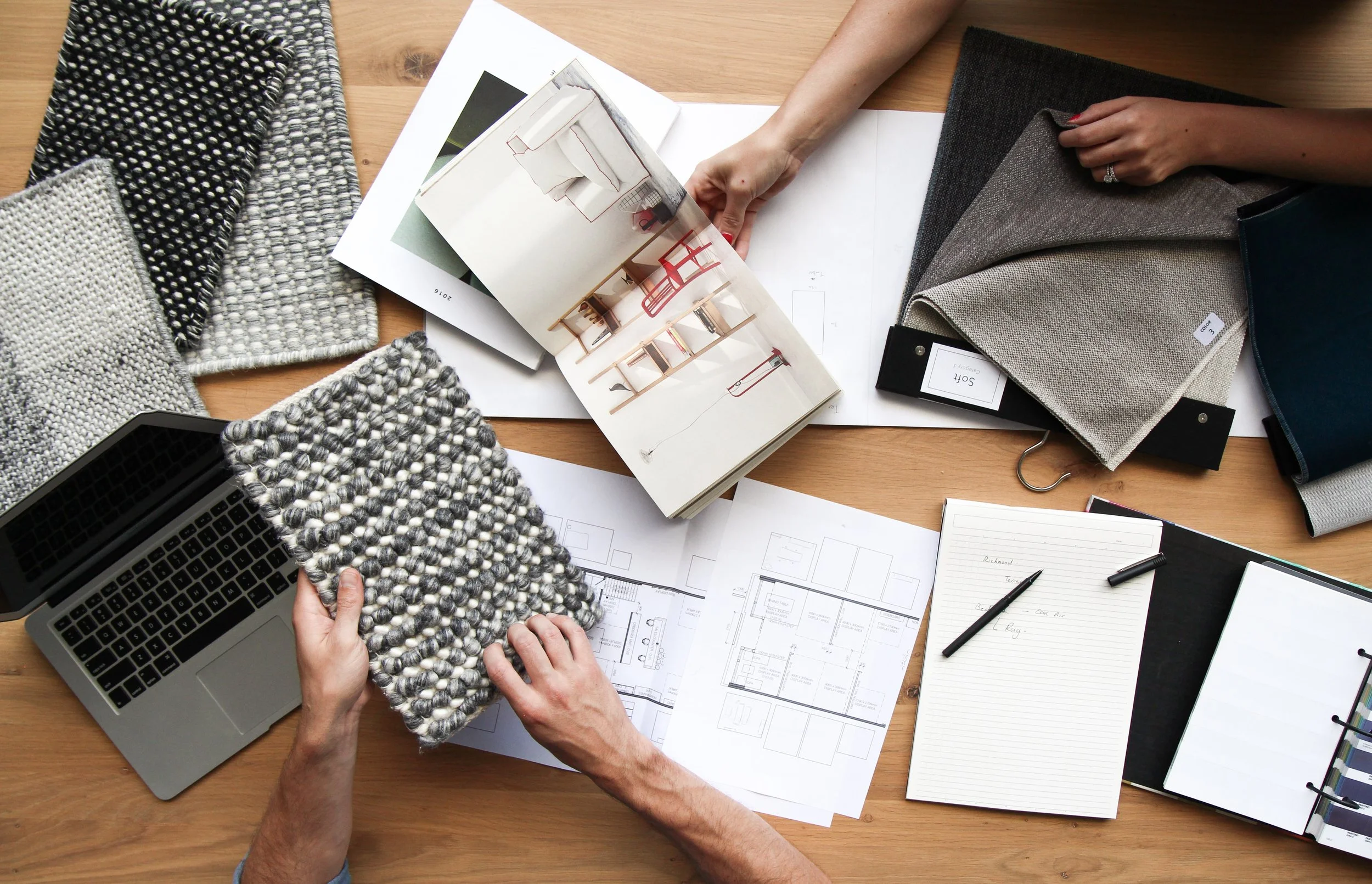Interior designers workshopping finishes