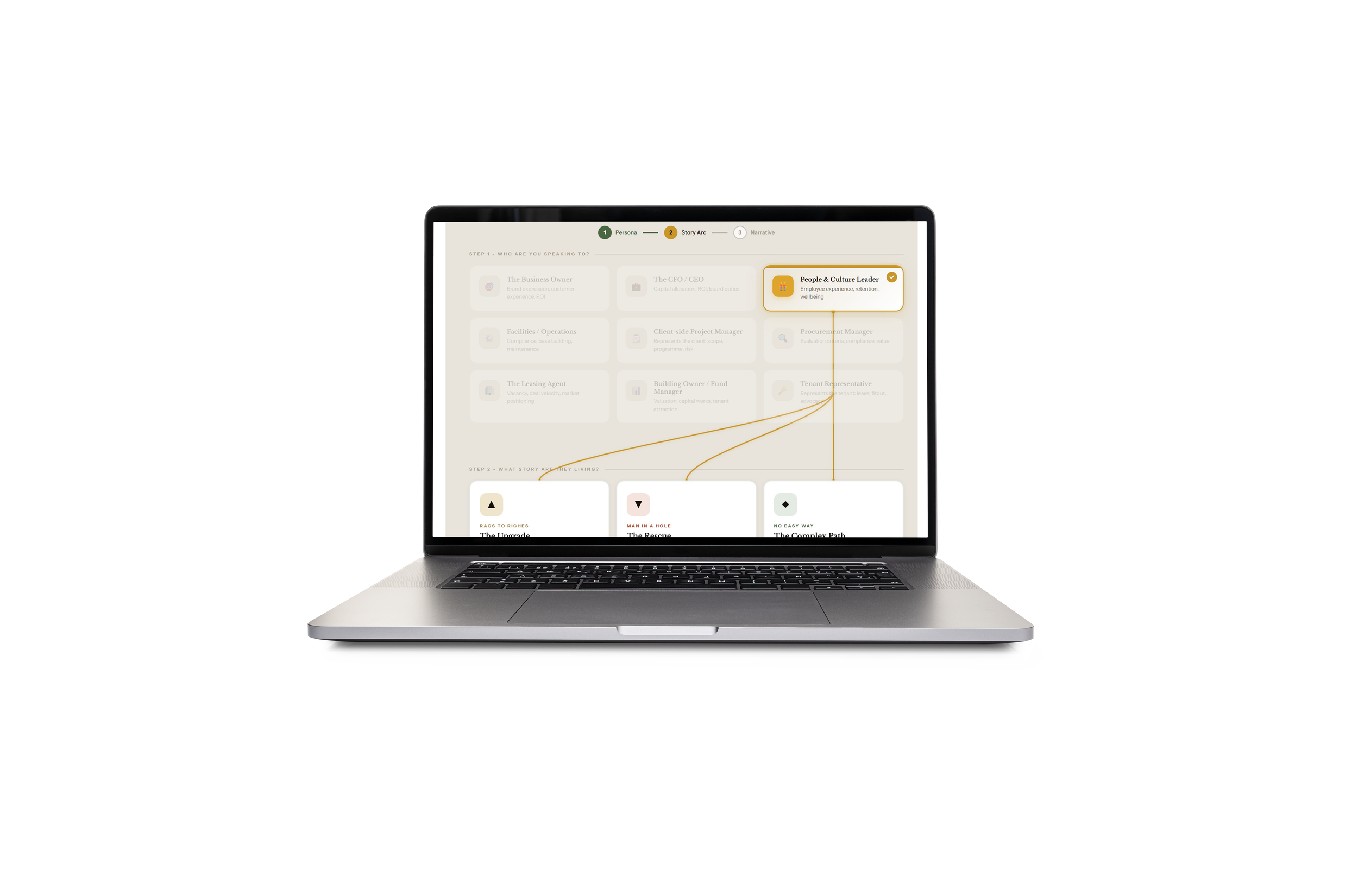 Interior design storytelling template for commercial clients