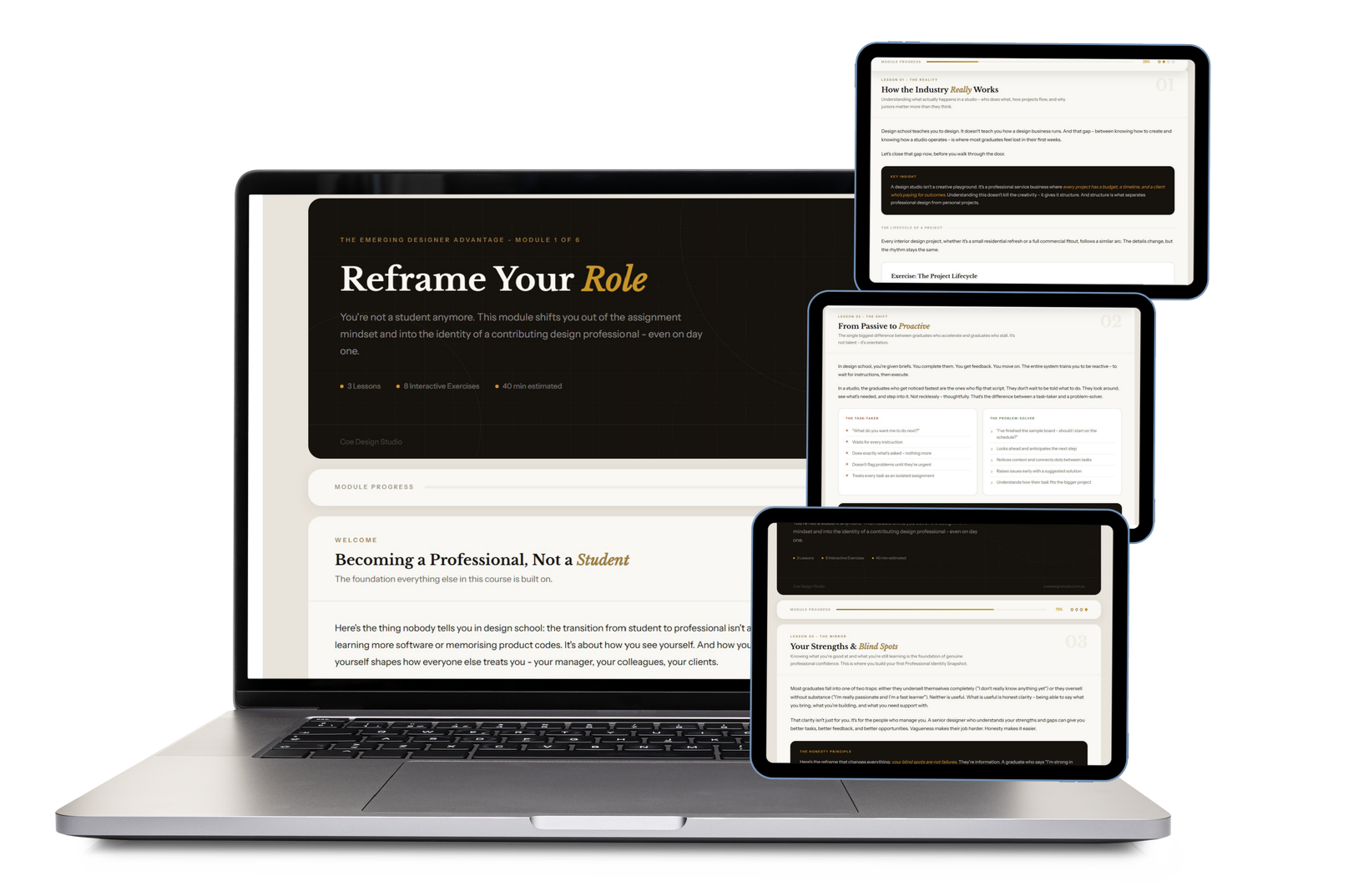 Emerging Designer Advantage course module - Reframe Your Role, interior design professional development lesson