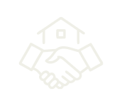 Outline of a handshake with a house above it
