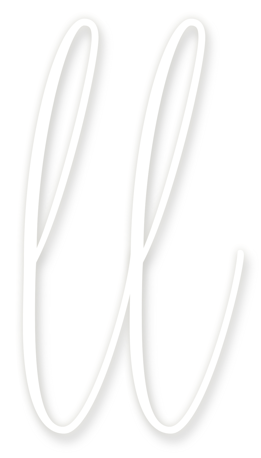 Bright neon cursive letter W in white color on a black background.
