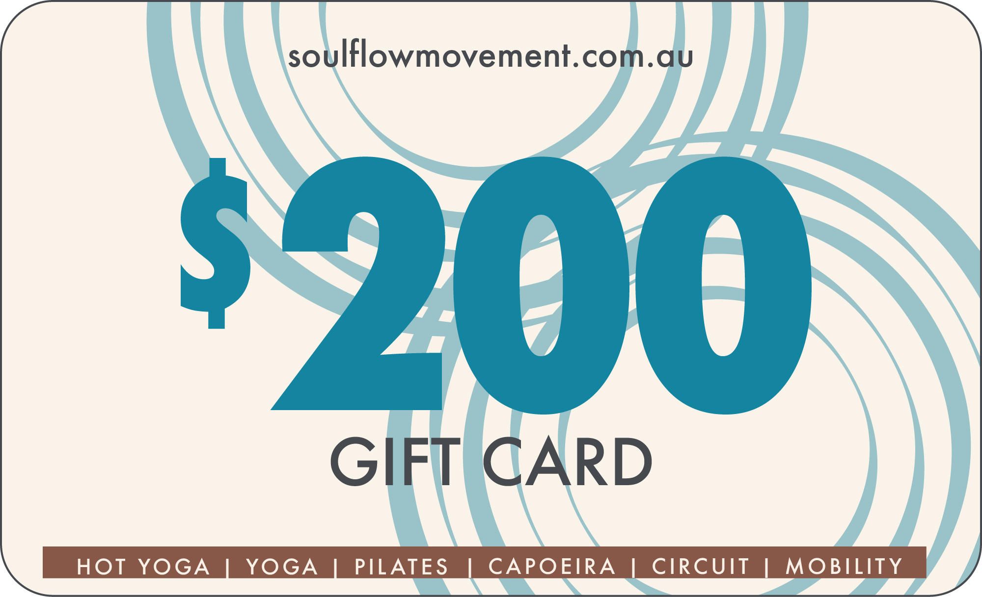 Soul Flow Movement Fitness Studio $200 Gift Card