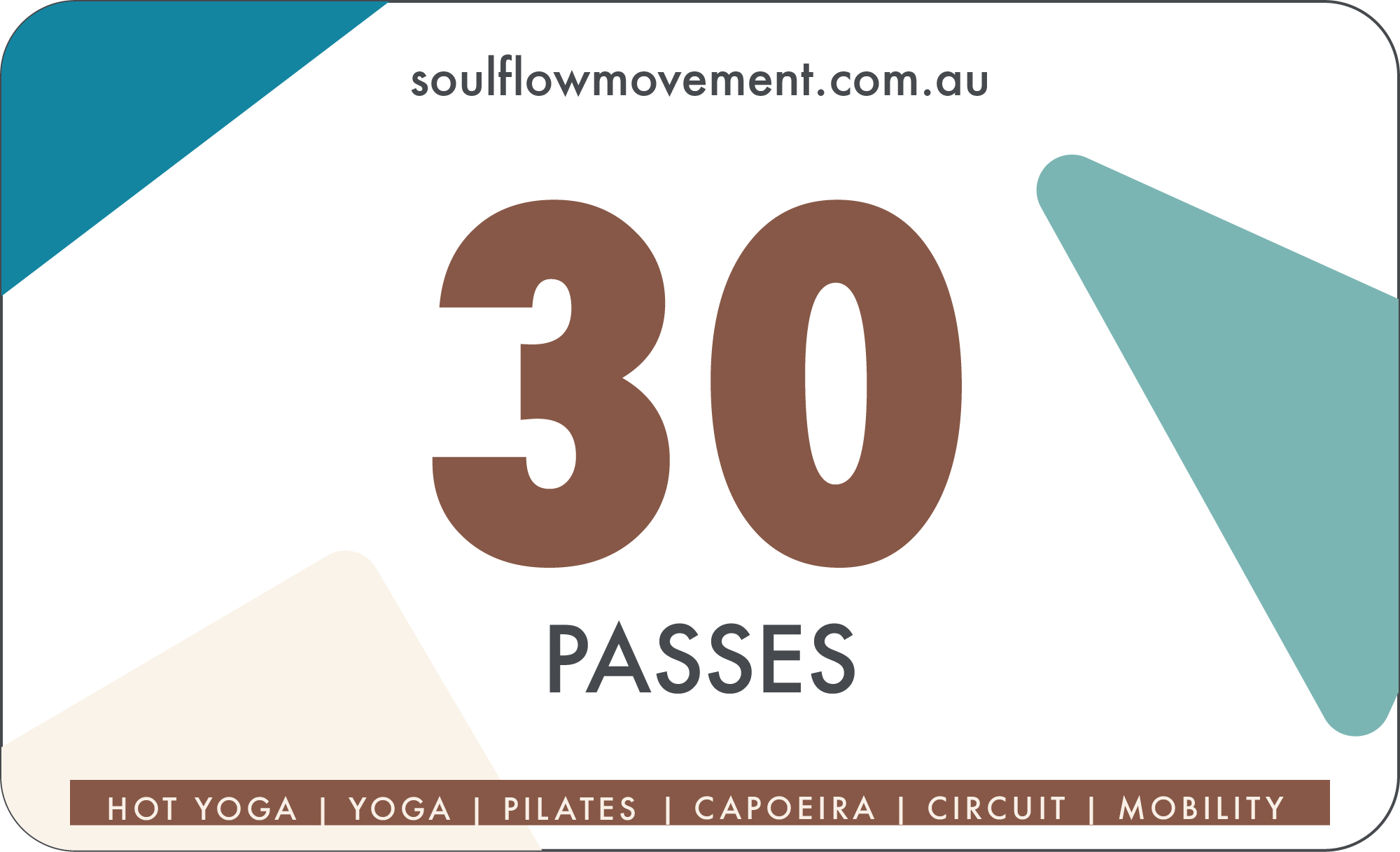 30 Class Pass at Soul Flow Movement Fitness Studio
