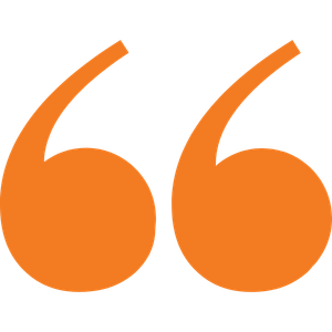 A large orange quotation mark symbol.