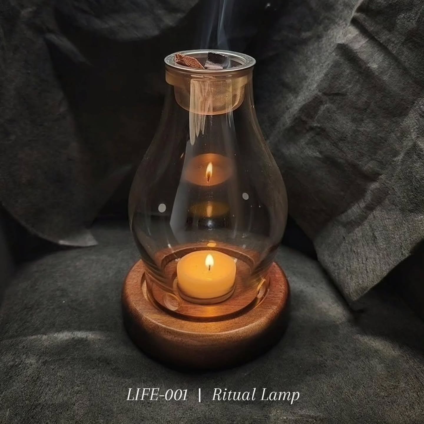 LIFE-001 // Available on the website 
...
Ritual Lamp
A small ritual to reset the room,
to reset the mood,
to reset intention.
Each Ritual Lamp will come with 2 tea candles and 10g of incense chips.
...
#wearabledepth #rituallamp #meditation