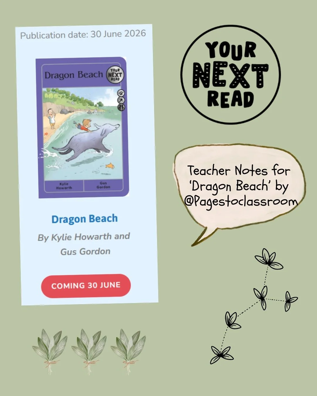 ✨ Coming soon to Pages to Classroom and Your Next Read ✨

Teacher notes for Dragon Beach by Kylie Howarth and Gus Gordon are landing 30 June 🐬🌊

This beautiful text is full of opportunities for rich classroom discussion, inferencing, vocabulary, ch