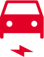 Car with electrical warning sign